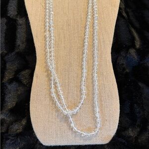 Aurora Borealis Necklace & Pink/Peachy Shimmery Necklace 28 in L